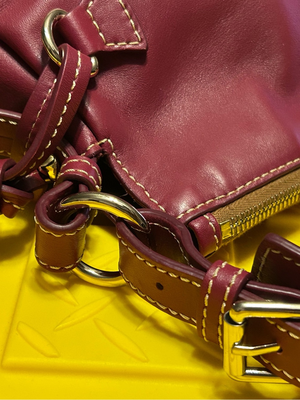 Dooney & Bourke Burgundy Leather Shoulder Bag - Picture 6 of 14